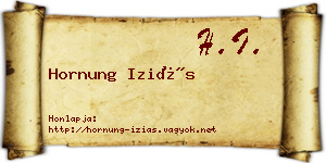 Hornung Iziás névjegykártya